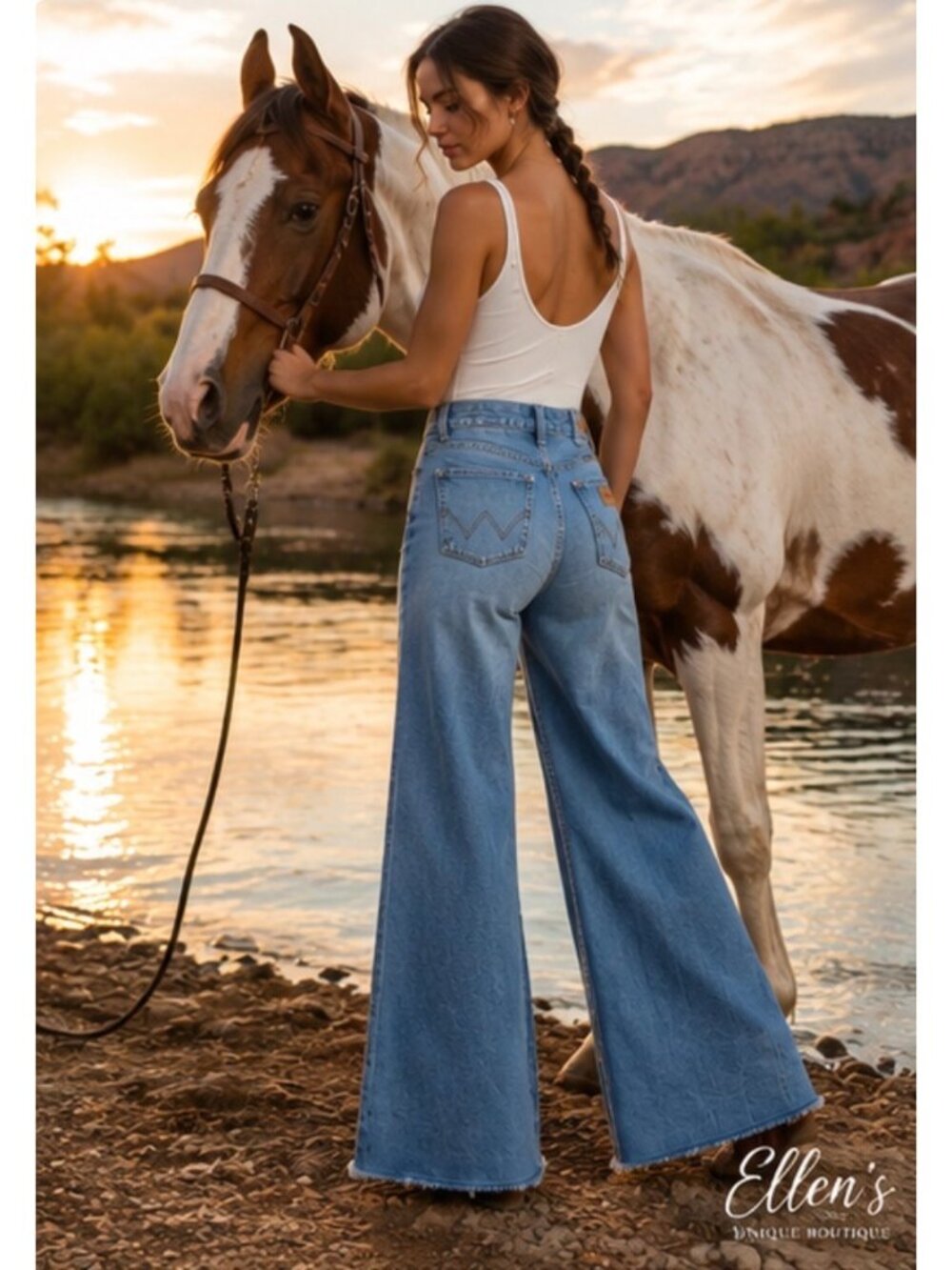 Wrangler Wanderer High-Rise Flare Jeans Denim Blue Size 27 New With Tag - Picture 14 of 16